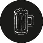 Ein Icon von einer Maß Bier in schwarz-weiß.