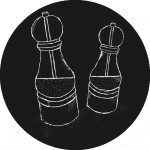 Ein Icon von Salzstreuern in schwarz-weiß.