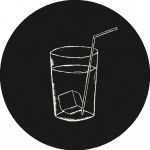 Ein Icon von einem Glas Wasser in schwarz-weiß.
